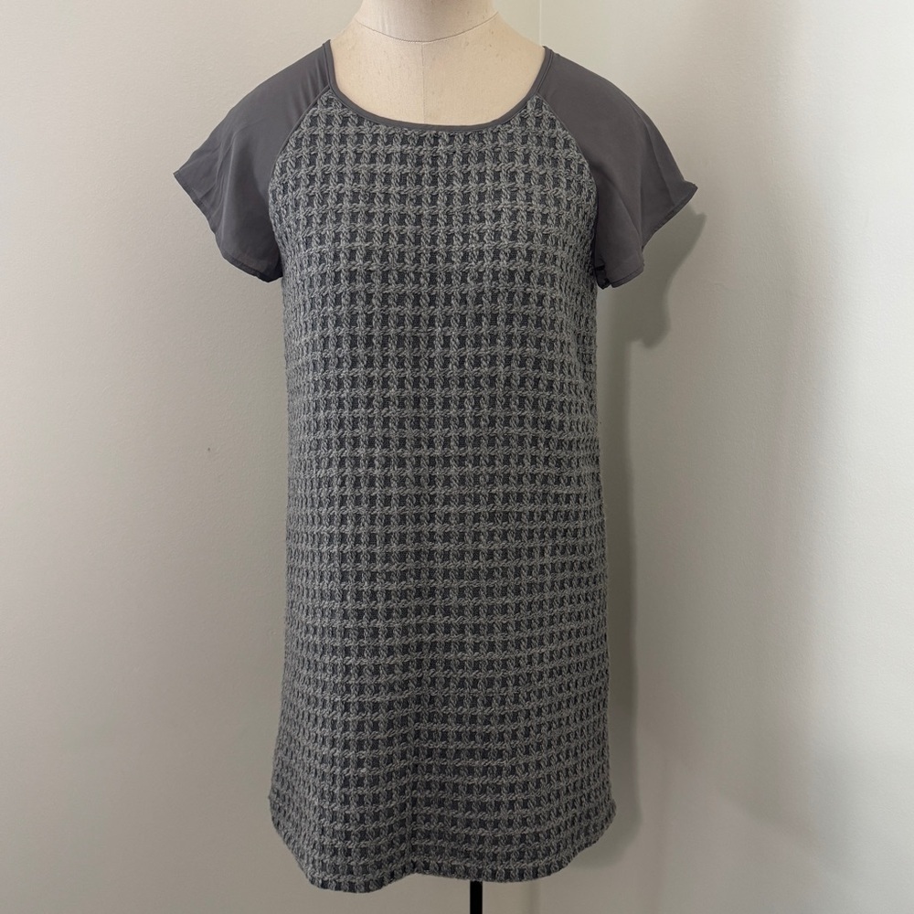 Ethereal Medium Wool Blend Gray Textured Mini Dress ~‎ Mod Retro Y2K 70’s